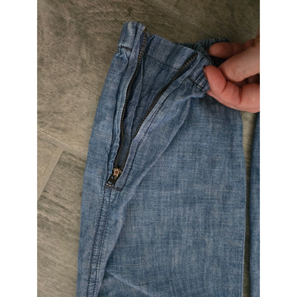 Polo Ralph Lauren Womens XS Chambray Jogger Pants Elastic Waist Zip Ankle - Picture 2 of 8